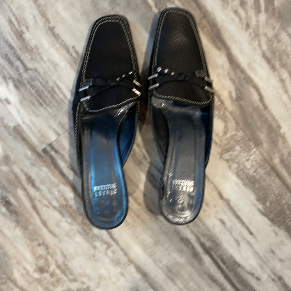 Stuart Weitzman Slip Square Toe Kitten Heel Mules - image 2